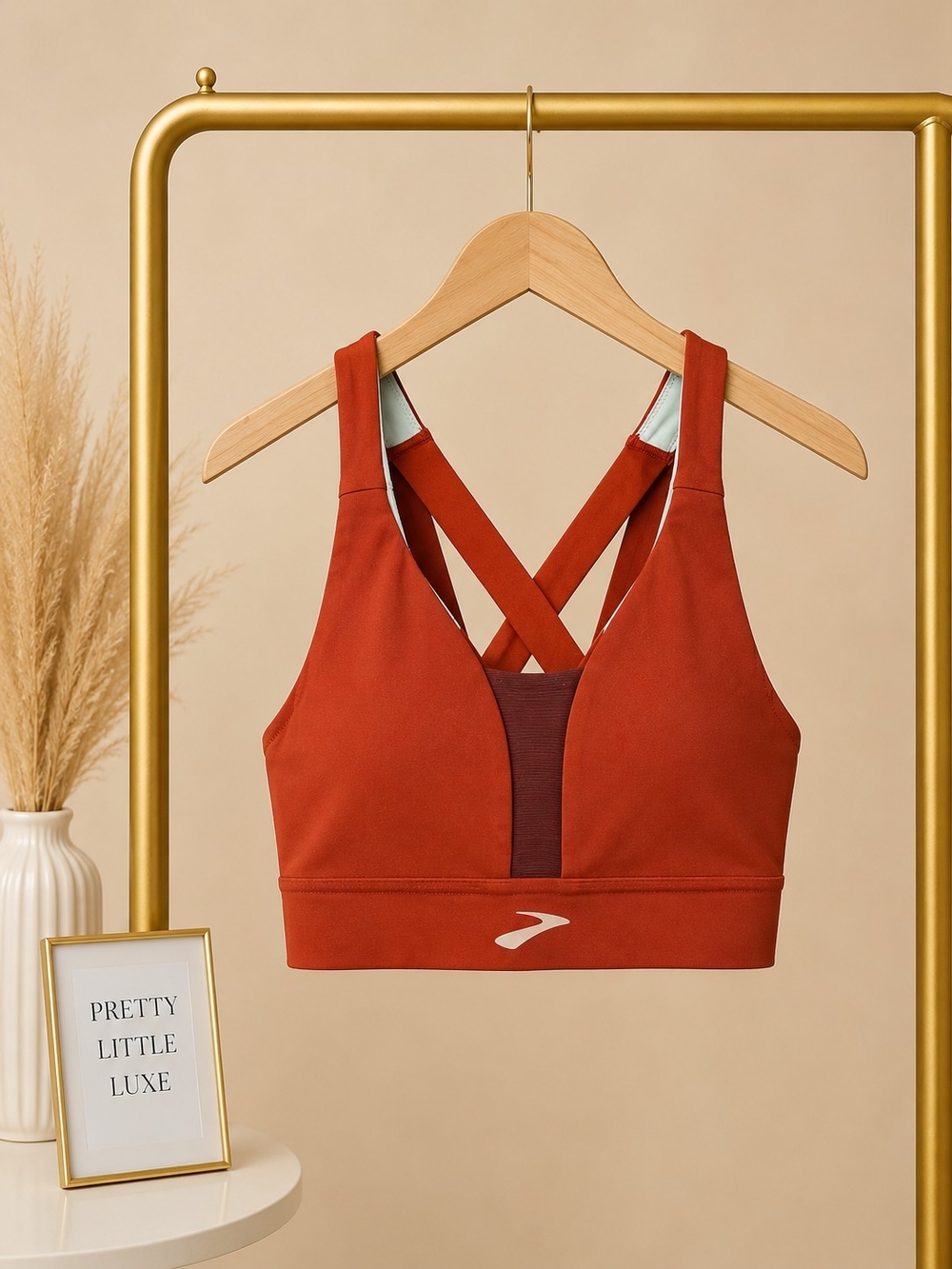 Brooks Orange Cross Back Sports Bra Size Small